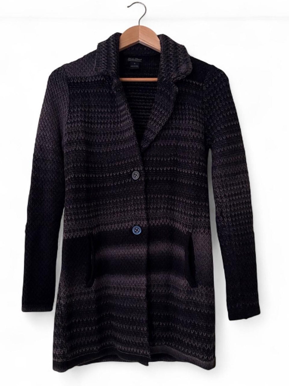Lucky Brand Black Textured Knit Long Cardigan Blazer